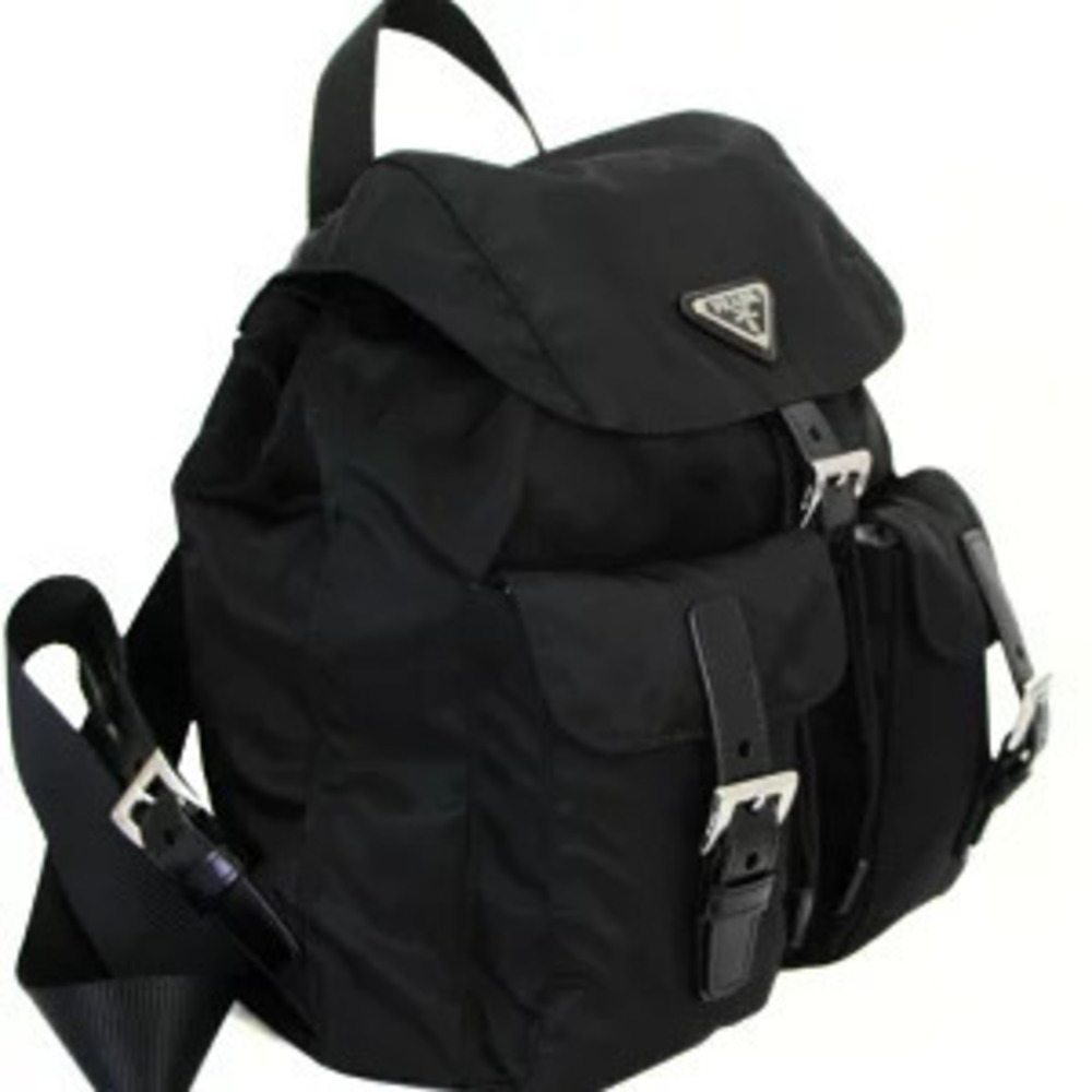 Prada Triangle Rucksack Backpack Double Pockets Black - Picture 2 of 7